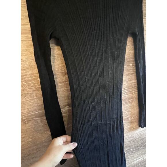 Free People Free-Est Hailee Long Sleeve Sweater Dress Waffle Black XS Button - Picture 12 of 12
